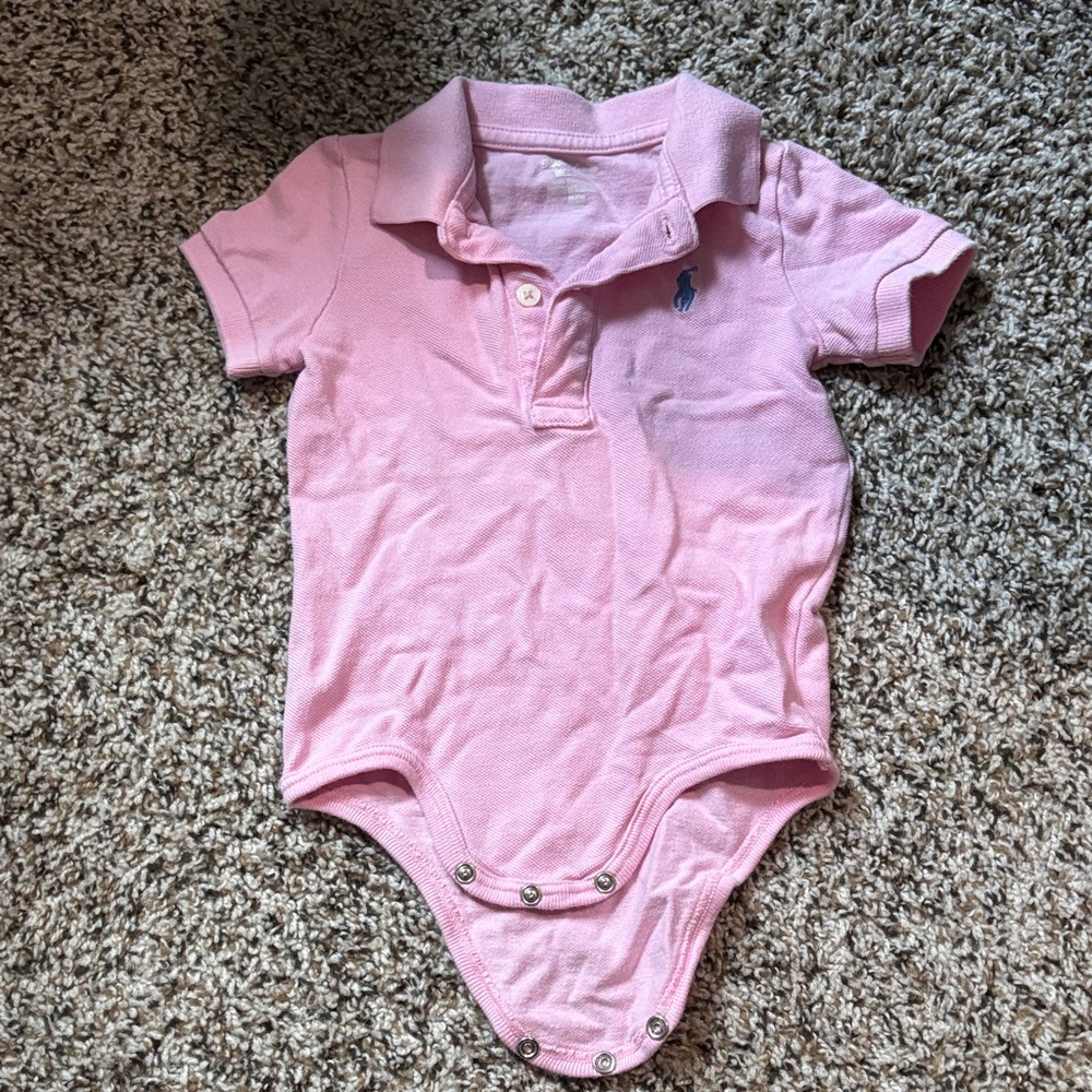 Ralph Lauren Light Pink Polo-Style One-Piece Bodysuit 9 Months